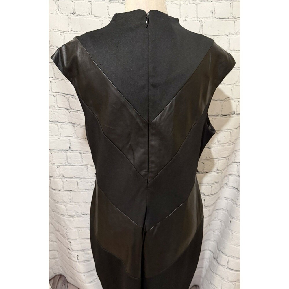 New York & Co. NY&Co. Black Faux-leather Chevron Sheath Dress Size XL - Picture 3 of 9